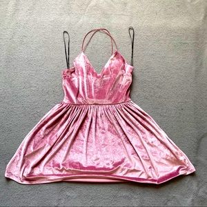 V Cut Thin Strap Mini Dress